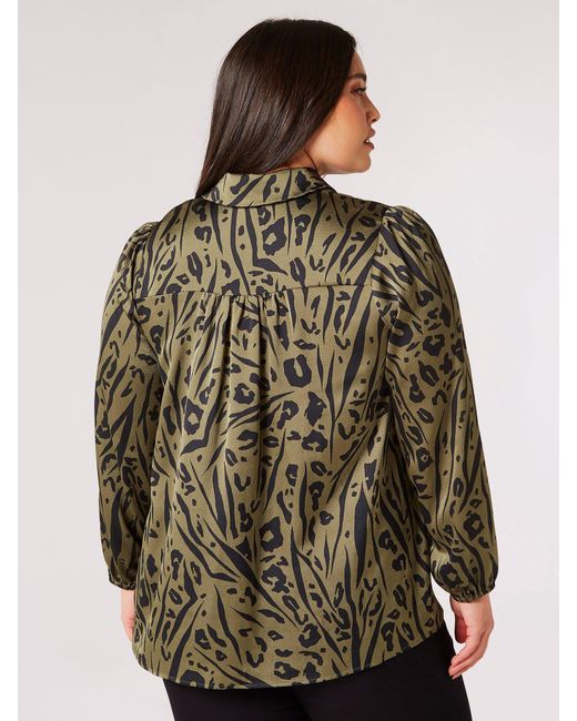 Apricot Brown Langarmshirt gemustert, mit Knopfleiste