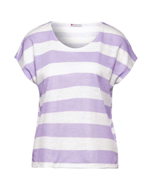 Street One Purple T- LS_two-color stripemix shirt