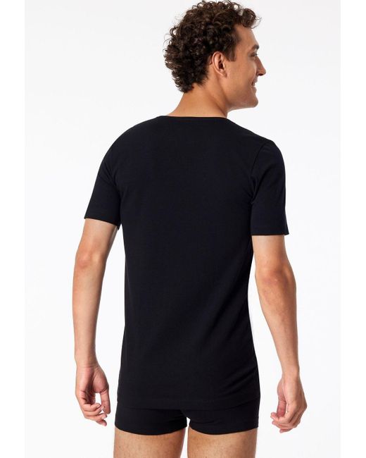 Schiesser T-Shirt (2-tlg) V-Ausschnitt, kurzarm, im 2er Pack in Black für Herren