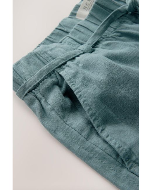 Next Blue Palazzohose Weite Hose zum Binden Leinengemisch – Kurzgröße (1-tlg)