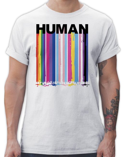 Shirtracer T-Shirt HUMAN Blockschrift Regenbogen Farben Tropfen LGBT  Kleidung in Grau für Herren | Lyst DE