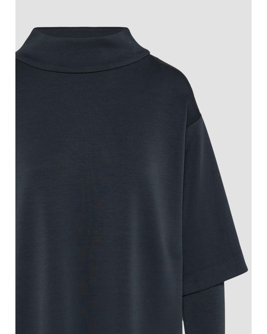 S.oliver Blue Minikleid Scuba-Kleid mit Layer Details und Stehkragen