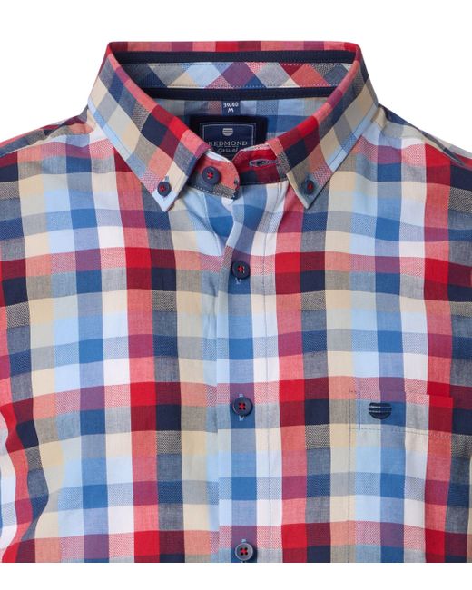 Redmond Langarmhemd kariert Comfort Fit in Blue für Herren