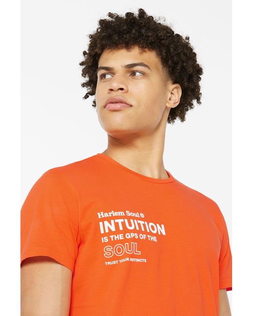 Harlem Soul Rundhalsshirt aus Bio-Baumwolle in Orange für Herren