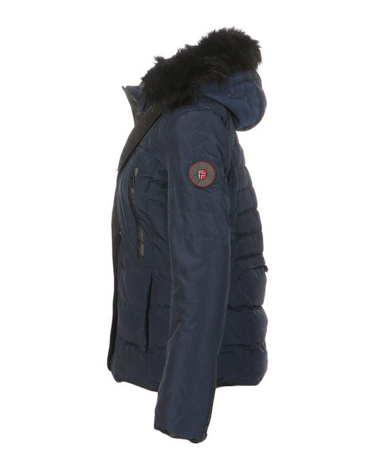GEOGRAPHICAL NORWAY Blue Winterjacke Outdoor Jacke Slim-Fit in Unifarbe, Kapuze mit Stehkragen