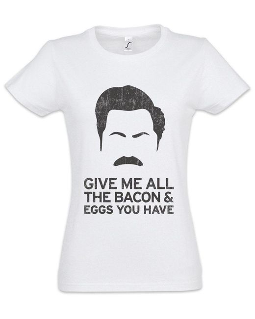 Urban Backwoods White Print- Give Me All The Bacon T-Shirt Schinken Eier Ei Eggs Spiegelei