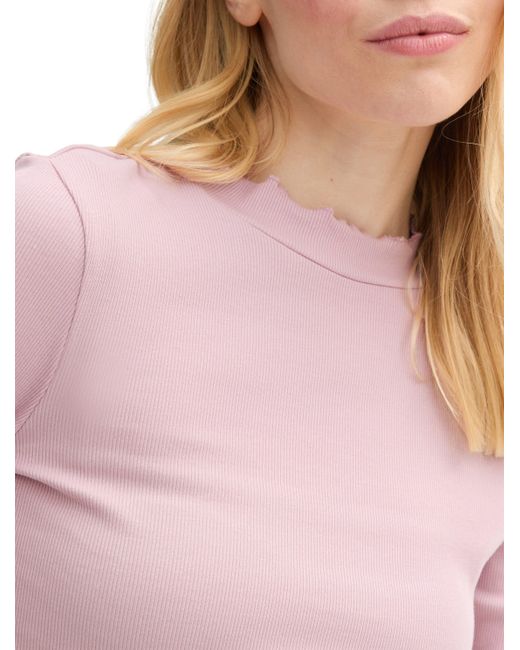 Tom Tailor Pink Langarmshirt mit gewelltem Saum