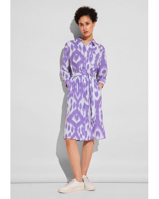 Street One Purple Sommerkleid / Da.Kleid / LS_AOP Linen Shirt Dress