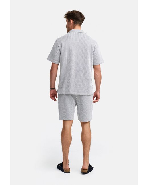 INDICODE Sweatshorts INLino Set aus hochwertigem Seersucker-Jersey in White für Herren