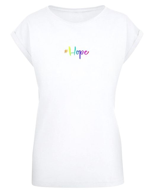 Merchcode T-Shirt Weiß Hope Shoulder (1-tlg) DE Extended Lyst Ladies | Tee in Rainbow