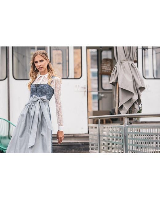 Marjo Gray Dirndl 'Jessica' 695068, Blau Silbergrau 68cm