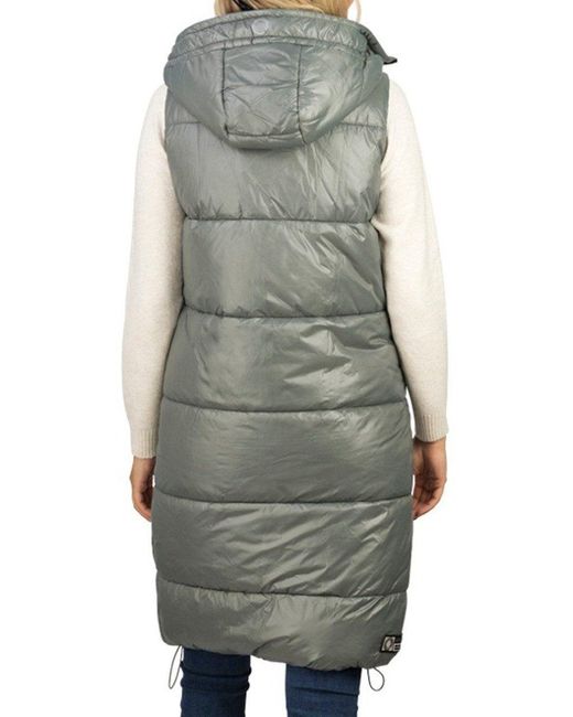 DENIMFY Gray Outdoorjacke Steppweste DFCaro Regular Fit knielange Übergangsweste mit Kapuze