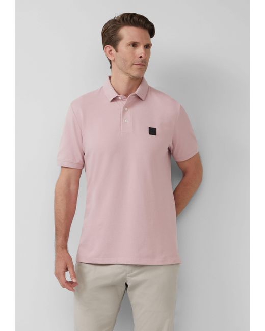 S.oliver S.Oliver BLACK Kurzarmshirt Piqué-Poloshirt aus Baumwollstretch mit Label-Patch in Pink für Herren