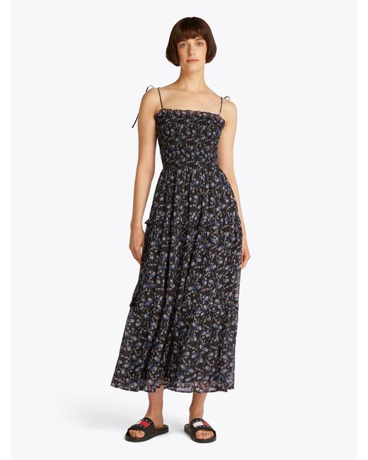 Tommy Hilfiger White Maxikleid TJW AOP CHIFFON MAXI DRESS EXT mit Allover-Print, Rüschen