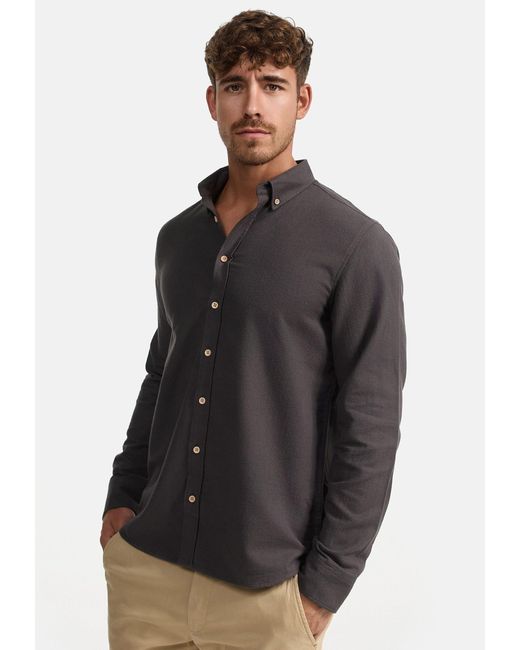 INDICODE Riverside Langarmhemd mit Button-Down-Kragen in Gray für Herren
