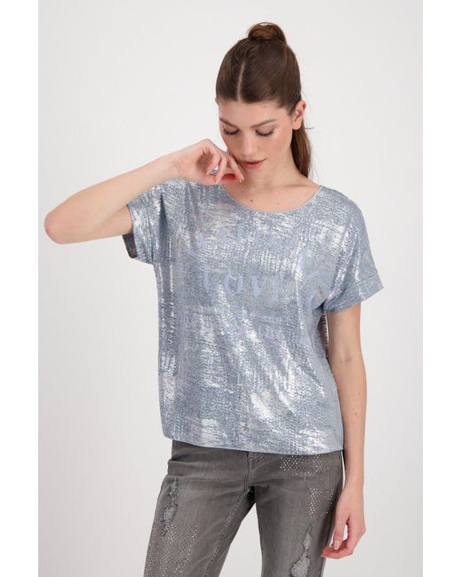 Monari T- Silber metallic Lyst Schrift Shirt in Grau | DE mit