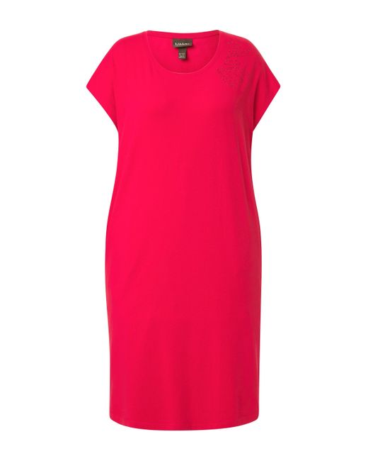 Ulla Popken Red Minikleid Jerseykleid Ziersteine Oversized Rundhals Halbarm