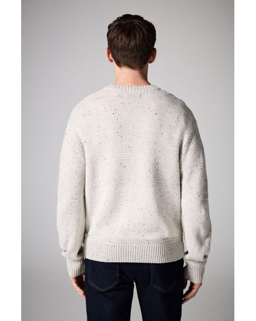 Next Strickpullover Regular Fit Rundhalspullover mit Wolle + Struktur (1-tlg) in White für Herren