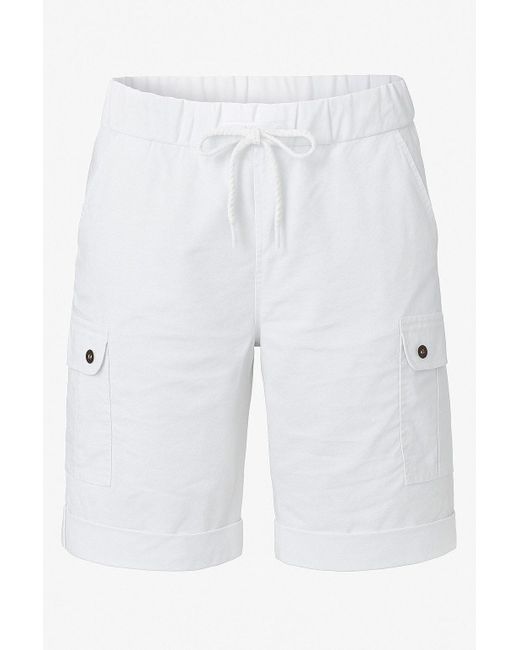 OriginalYou White Cargoshorts kurze Sommer Hose Stretch Bermuda Gummizug und Schnürung