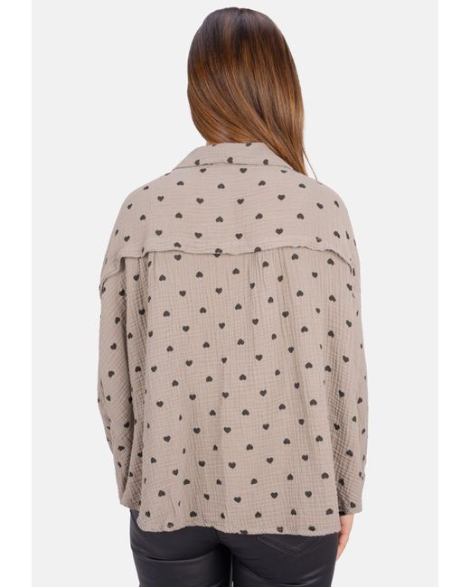Seasons of April Gray Hemdbluse LIYA OVERSIZED Musselin Bluse mit Herz Print