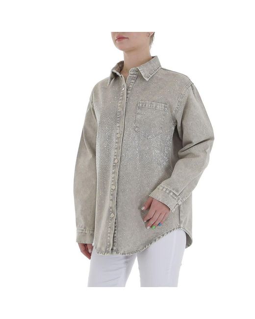 Ital-Design Gray Stylische bluse mit Glitzerdetails und bequemem Schnitt