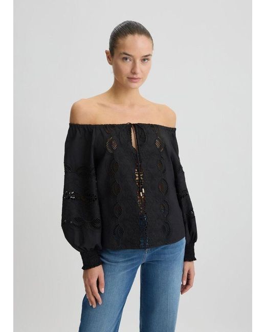 Liu Jo Black Carmenbluse – Elegante Langarmbluse mit Stickerei