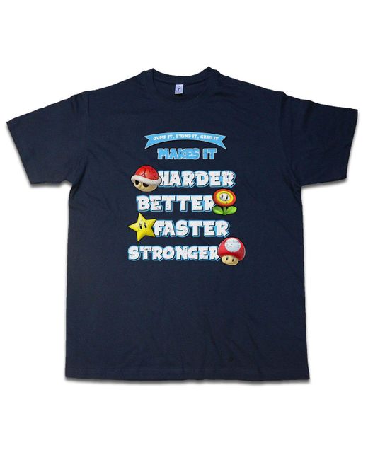 Urban Backwoods Print- Jump Stomp Grab It T-Shirt Super Better Gamer Nerd Geek in Blue für Herren