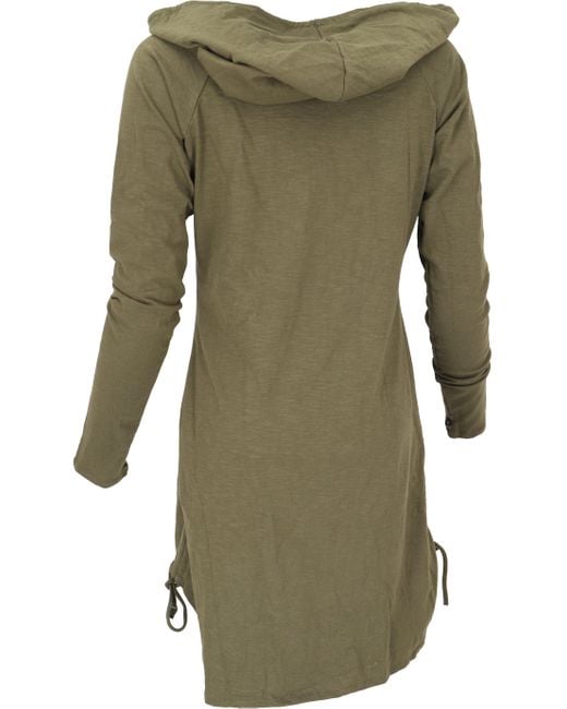 Guru-Shop Green Longsleeve Longshirt, Minikleid mit weiter Schalkapuze -.. alternative Bekleidung