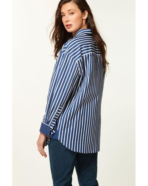 Next Blue Langarmbluse Oversize-Hemd aus Baumwolle (1-tlg)