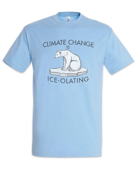 Urban Backwoods Print- Climate Change Is Ice- T-Shirt Umweltschutz Save The World in Blue für Herren