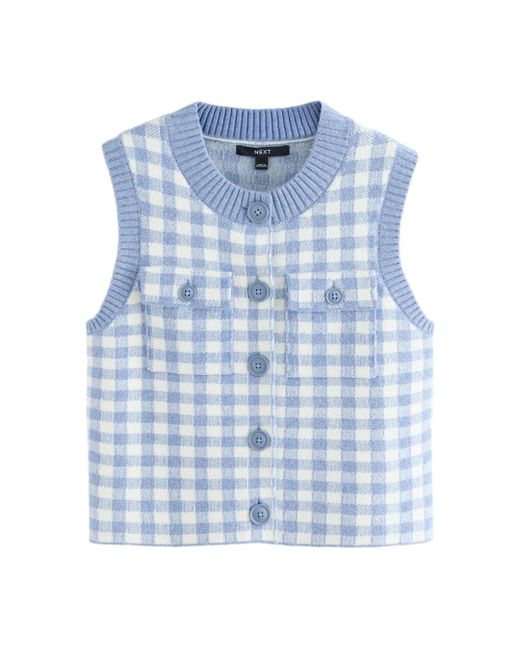 Next Blue Anzugweste Gestricktes Tanktop mit Muster und Taschen (1-tlg)