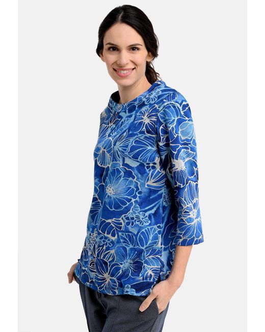 Bicalla Blue T- Shirt mit üten- und Blätter-Print in Blau (1-tlg)