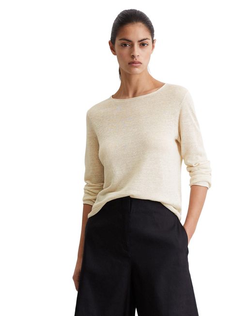 Marc O' Polo White Strickpullover aus reinem Leinen