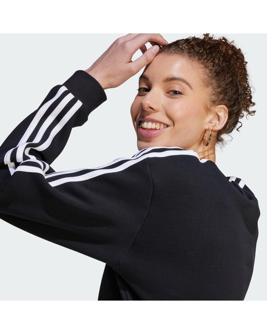 Adidas Black Langarmshirt ESSENTIALS 3-STREIFEN SWEATSHIRT