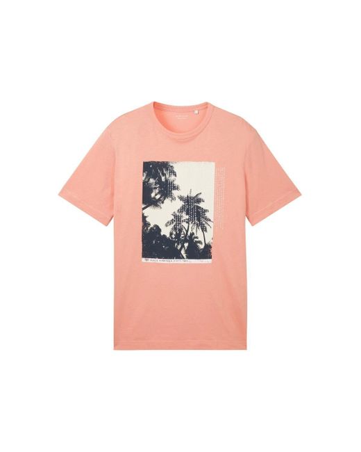 Tom Tailor Photoprint t-shirt in Pink für Herren