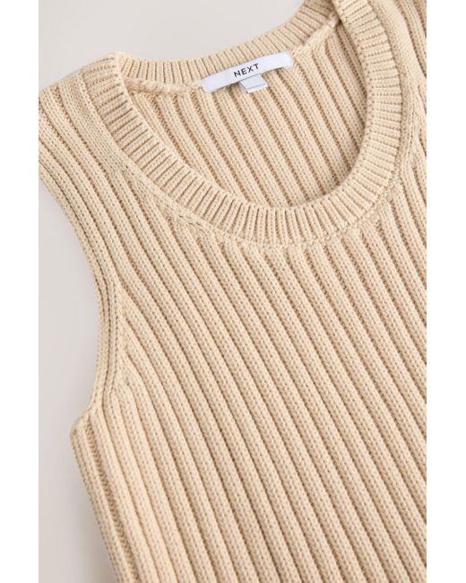 Next Natural Trägertop Geripptes Tanktop mit Rundhalsausschnitt (1-tlg)