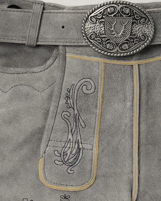 KRÜGER BUAM Trachtenlederhose Kurze Lederhose mit Gürtel in Gray für Herren