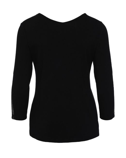 Sarah Kern Black 3/4-Arm-Shirt Sweatshirt figurbetont mit Stickerei