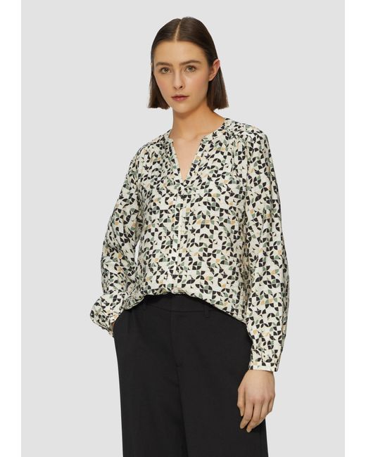 S.oliver White Langarmbluse Bluse aus Viskosemix mit Raffung
