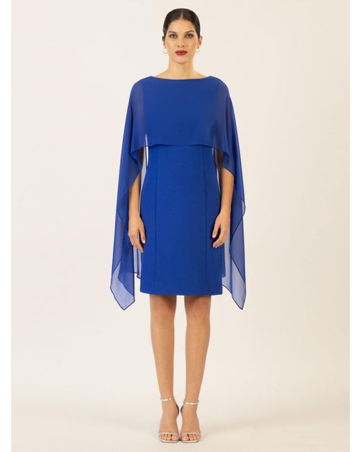 Apart Blue Etuikleid aus einer leicht strukturierten Ware und angearbeitetem Cape