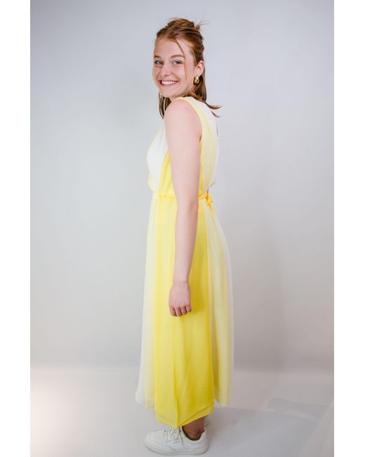 Comma, Multicolor Blusenkleid Kleid gelb/ weiß