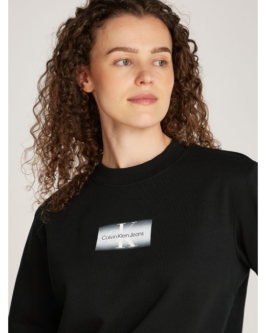 Calvin Klein Black Sweatshirt OUTLINED CK REGULAR CN mit Logodruck