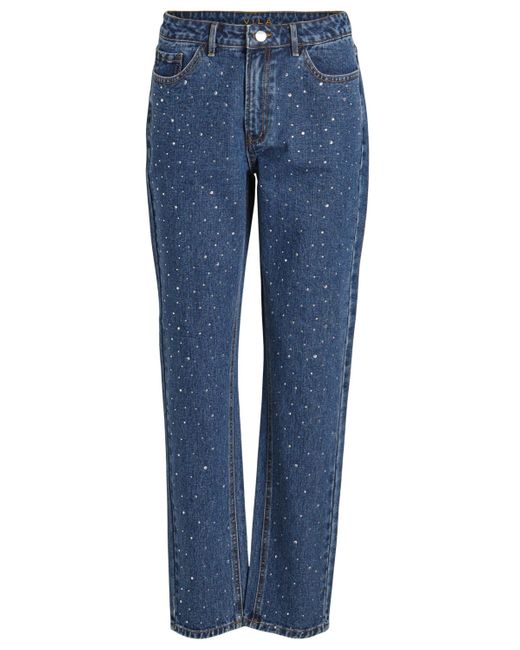 Vila Blue Regular-fit-Jeans ALICE (1-tlg) Ziersteine