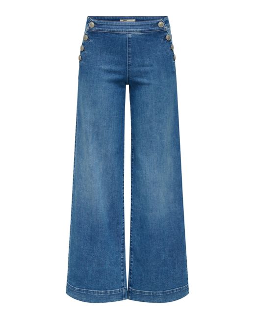 ONLY Blue High-waist-Jeans ONLMADISON HW BUTTON WIDE DNM GEN769NOOS