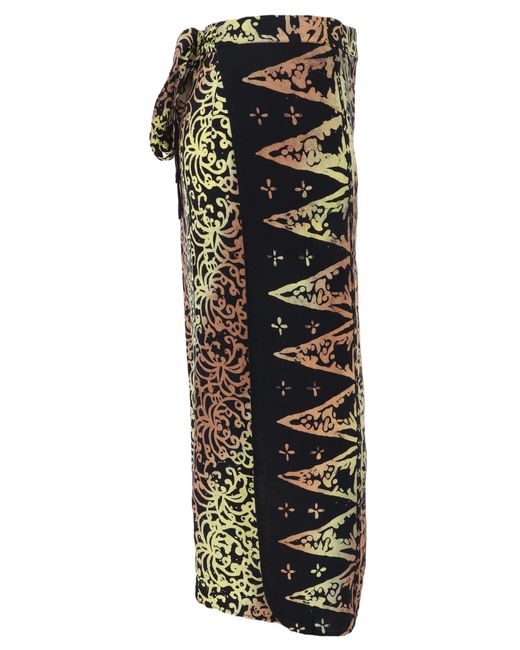 Guru-Shop Black Minirock 3/4 Wickelrock, Bali Sarong Strandrock,..