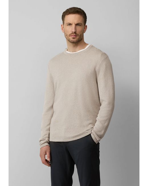 S.oliver Softer Strickpullover aus Baumwoll-Leinenmix in White für Herren