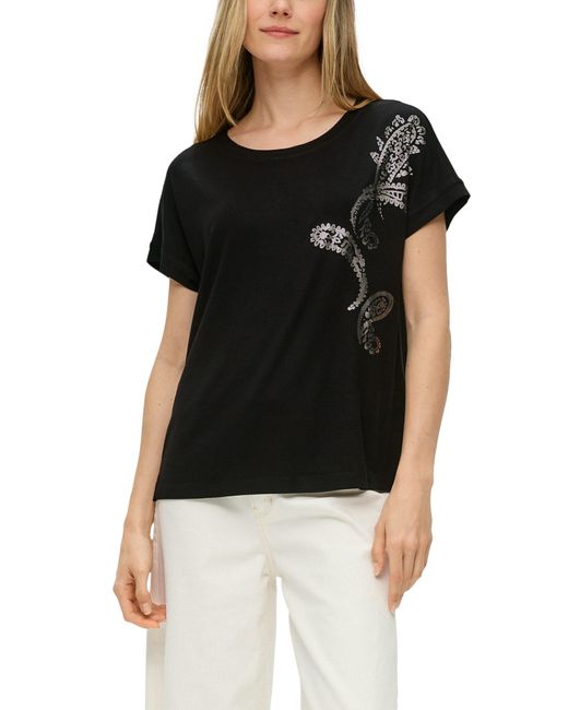 S.oliver Black Print-Shirt mit Pailletten