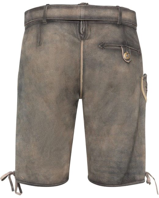 KRÜGER BUAM Trachtenlederhose Kurze Lederhose mit Gürtel in Gray für Herren