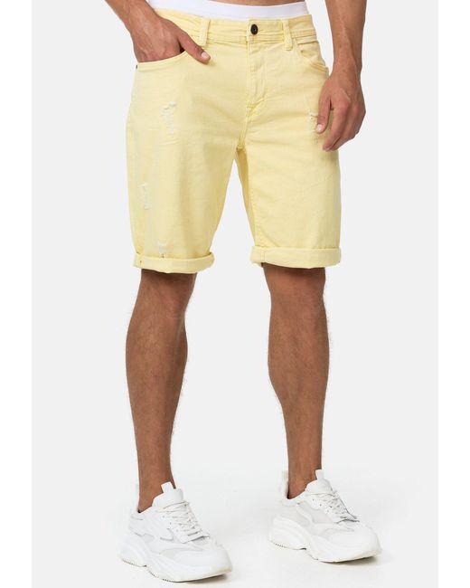 INDICODE Chinoshorts Page 5-Pocket-Shorts aus Stretch Denim in Yellow für Herren