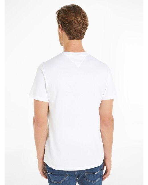 Tommy Hilfiger T-Shirt TJM SLIM LINEAR CHEST TEE EXT mit Logoschriftzug in White für Herren